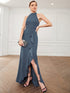 Elegant Halter Neck Sleeveless Pencil Evening Gown