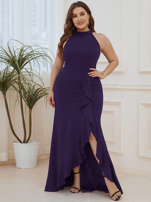Elegant Halter Neck Sleeveless Pencil Evening Gown