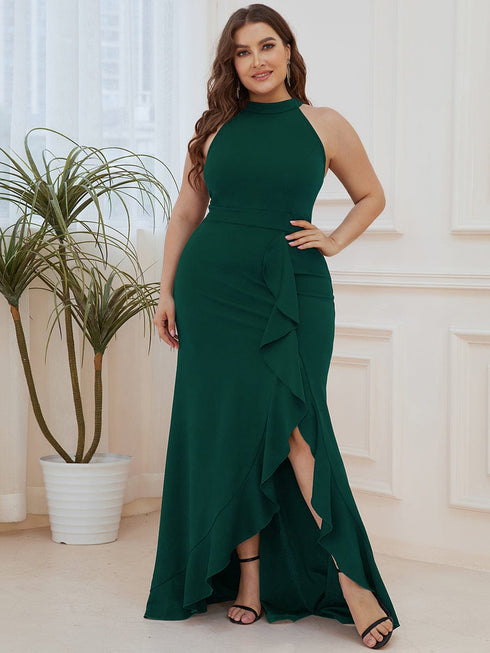 Elegant Halter Neck Sleeveless Pencil Evening Gown