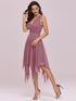 Elegant Knee-Length Chiffon Bridesmaid Dress with Unique Hem