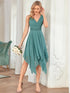 Elegant Knee-Length Chiffon Bridesmaid Dress with Unique Hem