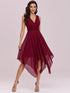 Elegant Knee-Length Chiffon Bridesmaid Dress with Unique Hem