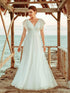 Elegant Lace Evening Dress with Double V Neck and Ruffle Sleeves