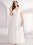 Elegant Lace Evening Dress with Double V Neck and Ruffle Sleeves