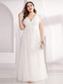 Elegant Lace Evening Dress with Double V Neck and Ruffle Sleeves