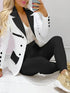 Elegant Lapel Open Front Blazer with Color Block Design