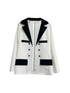 Elegant Lapel Open Front Blazer with Color Block Design