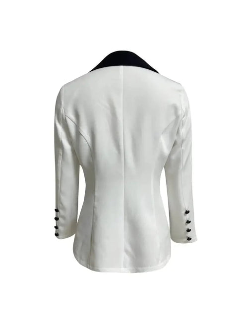 Elegant Lapel Open Front Blazer with Color Block Design