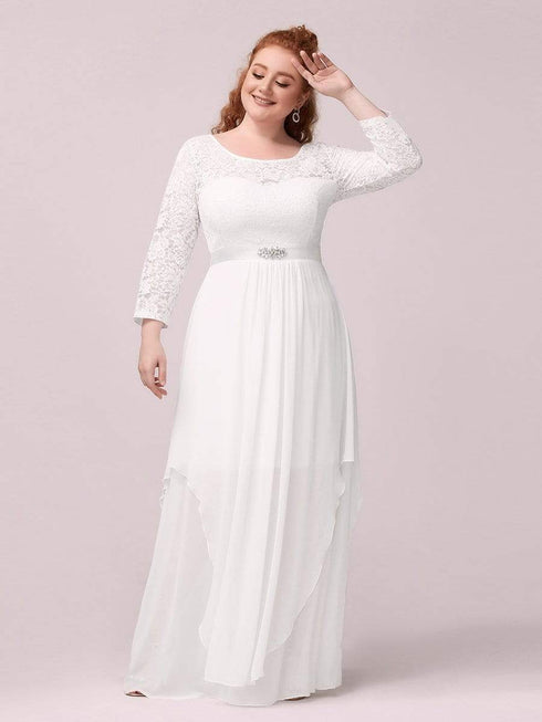 Elegant Long Sleeve Lace Mother Dress with Floral Details