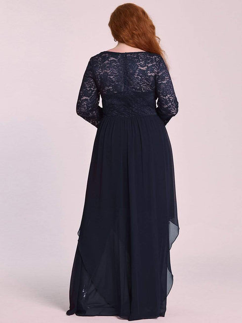 Elegant Long Sleeve Lace Mother Dress with Floral Details