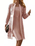 Elegant Midi Dress with Lace Hollow Crew Neck and Long Sleeves