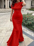 Elegant One-Shoulder Backless Slim Bridesmaid Maxi Dress