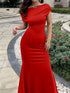 Elegant One-Shoulder Backless Slim Bridesmaid Maxi Dress