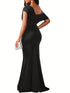 Elegant One-Shoulder Backless Slim Bridesmaid Maxi Dress