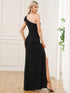 Elegant One-Shoulder Bow Tie Bodycon Evening Gown