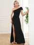 Elegant One-Shoulder Bow Tie Bodycon Evening Gown