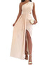 Elegant One Shoulder Colorblock A Line Prom Dress