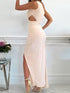 Elegant One Shoulder Colorblock A Line Prom Dress