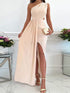 Elegant One Shoulder Colorblock A Line Prom Dress