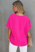 Elegant Pink Polyester V-Neck Summer Blouse