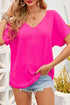 Elegant Pink Polyester V-Neck Summer Blouse