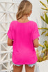 Elegant Pink Polyester V-Neck Summer Blouse