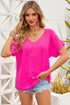 Elegant Pink Polyester V-Neck Summer Blouse