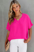 Elegant Pink Polyester V-Neck Summer Blouse