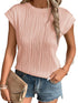 Elegant Pink Wavy Textured Short Sleeve Blouse
