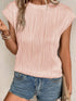 Elegant Pink Wavy Textured Short Sleeve Blouse