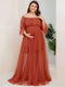 Elegant Plus Size A-line Maternity Dress with Short Puff Sleeves