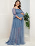 Elegant Plus Size A-line Maternity Dress with Short Puff Sleeves