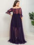 Elegant Plus Size A-line Maternity Dress with Short Puff Sleeves