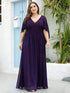 Elegant Plus Size Deep V Neck Lace Evening Gown