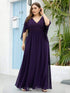 Elegant Plus Size Deep V Neck Lace Evening Gown