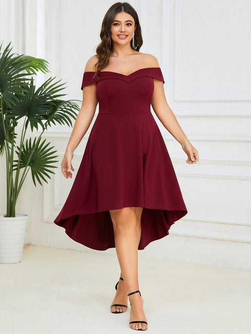 Elegant Plus Size Off-Shoulder A-Line Evening Gown