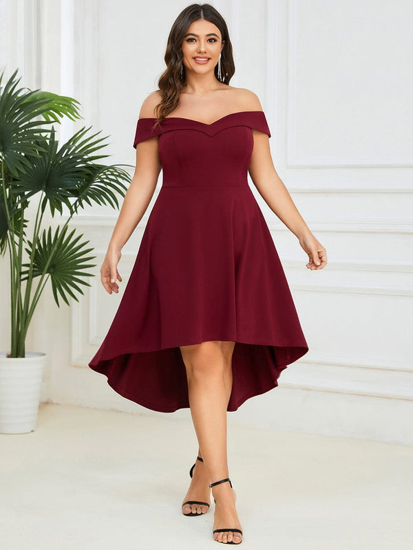 Elegant Plus Size Off-Shoulder A-Line Evening Gown
