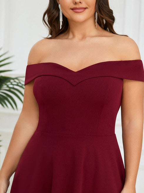 Elegant Plus Size Off-Shoulder A-Line Evening Gown