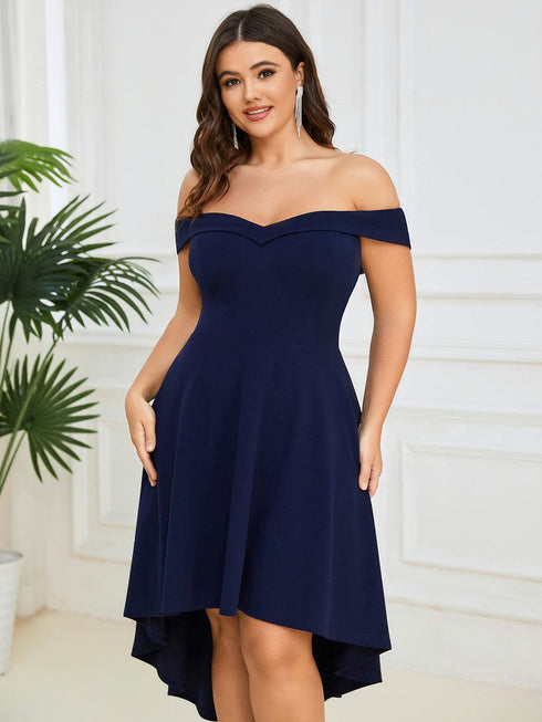Elegant Plus Size Off-Shoulder A-Line Evening Gown