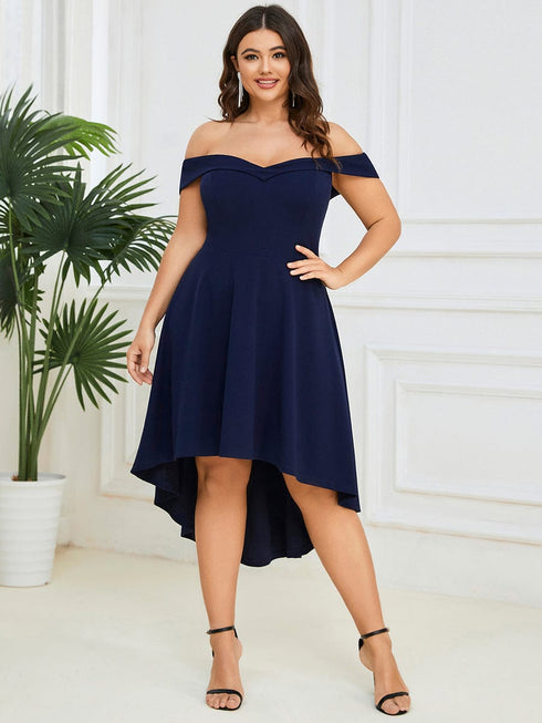 Elegant Plus Size Off-Shoulder A-Line Evening Gown