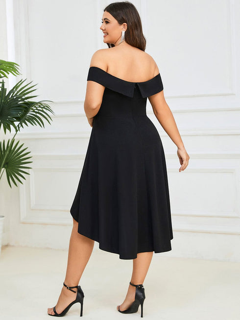 Elegant Plus Size Off-Shoulder A-Line Evening Gown