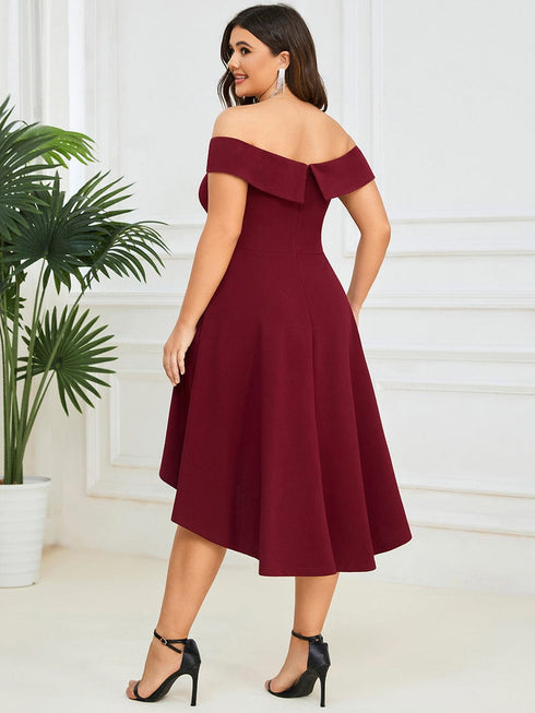 Elegant Plus Size Off-Shoulder A-Line Evening Gown