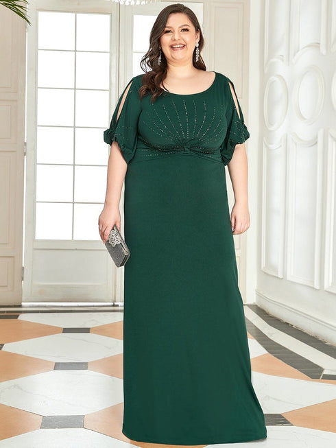 Elegant Plus Size Sparkling Bodycon Maxi Mermaid Evening Gown