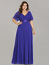 Elegant Plus Size V-Back Bridesmaid Dress with Short Sleeves