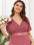 Elegant Plus Size V-Back Bridesmaid Dress with Short Sleeves