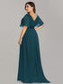 Elegant Plus Size V-Back Bridesmaid Dress with Short Sleeves