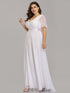 Elegant Plus Size V-Back Bridesmaid Dress with Short Sleeves