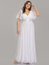 Elegant Plus Size V-Back Bridesmaid Dress with Short Sleeves