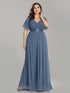 Elegant Plus Size V-Back Bridesmaid Dress with Short Sleeves
