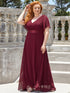Elegant Plus Size V-Back Bridesmaid Dress with Short Sleeves